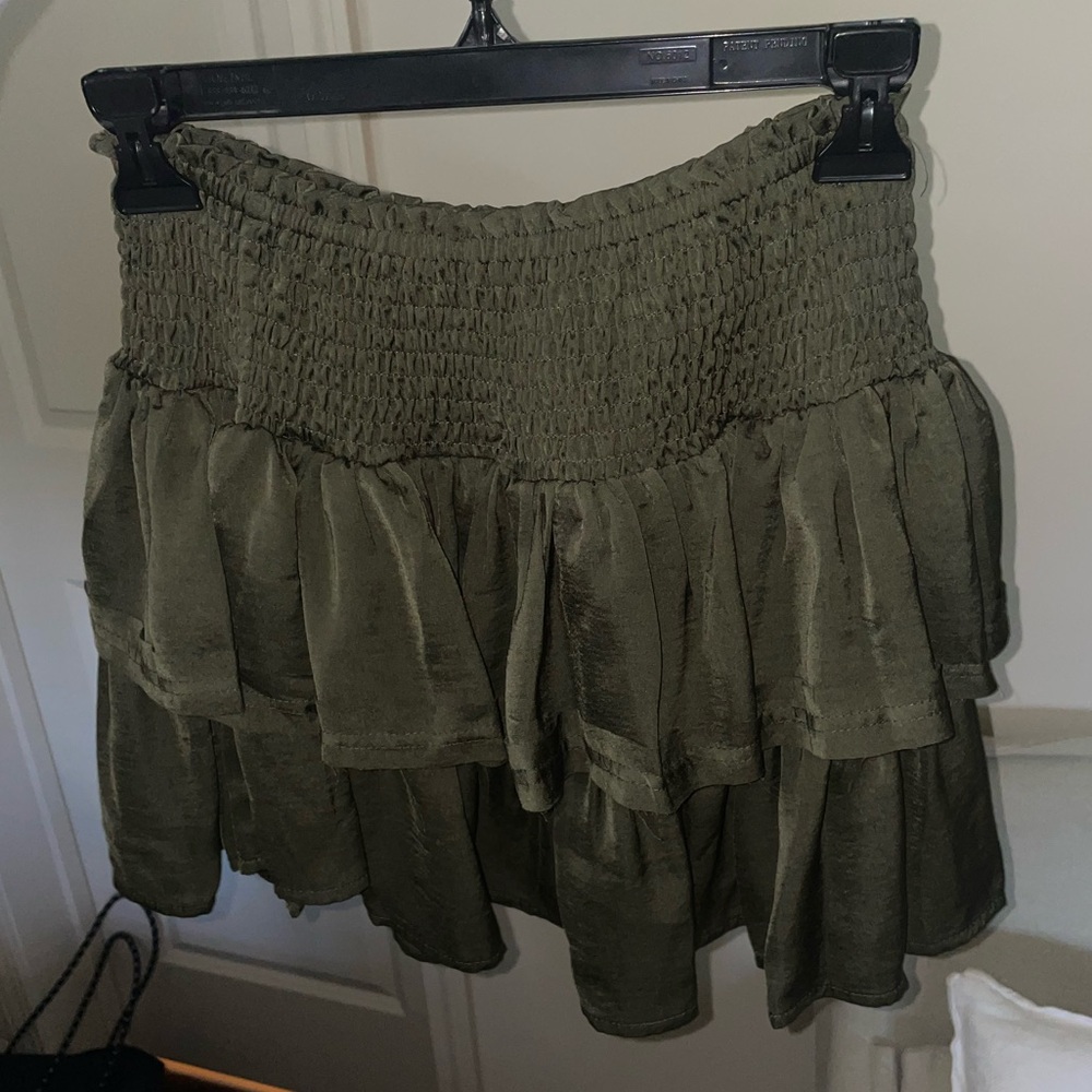 Olive Green Tiered Skirt